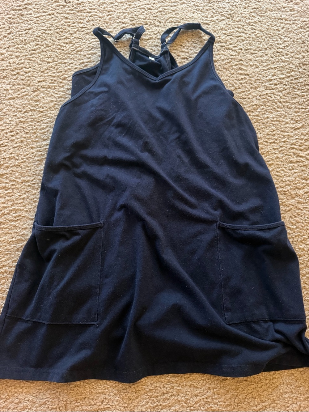 Navy Sleeveless Dress with Front Pockets